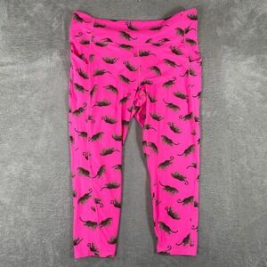 Fabletics Capri Leggings Womens 4X Hot Pink Leopard Print Stretch Activewear